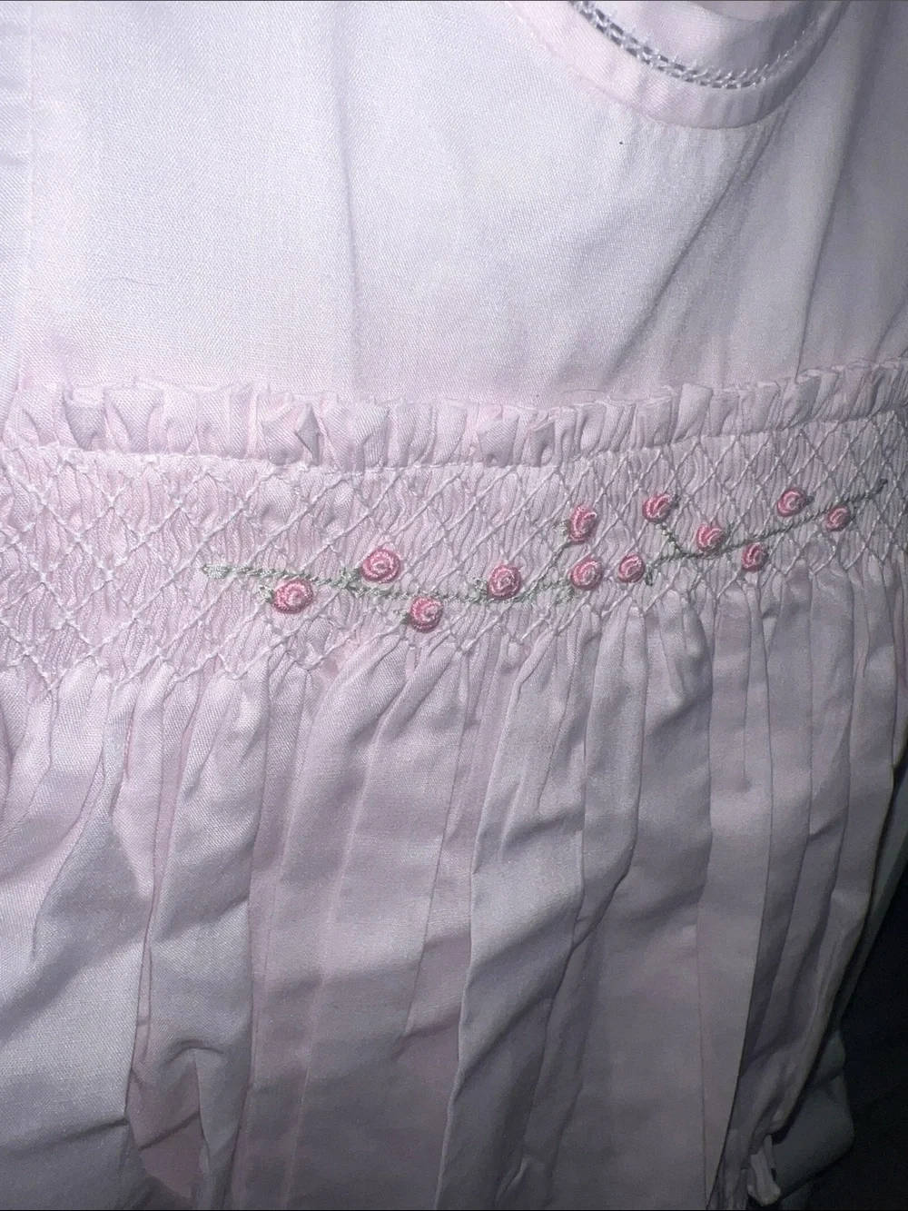 Pink Smocked Baby Dress with Floral Embroidery